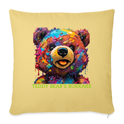 TEDDY BEAR'S BUKKAKE!! CUSHION WITH FILLING 45cm x 45cm - washed yellow