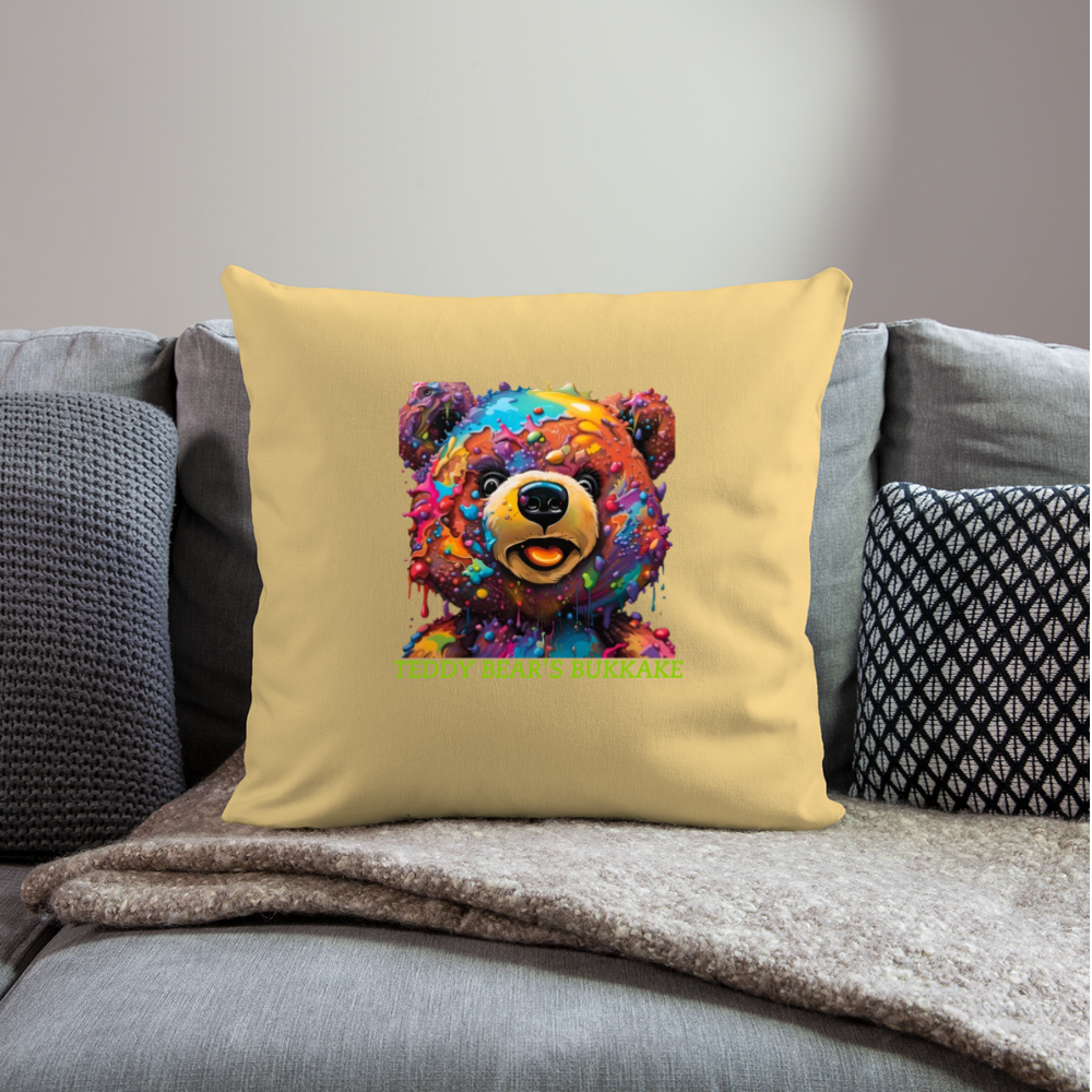 TEDDY BEAR'S BUKKAKE!! CUSHION WITH FILLING 45cm x 45cm - washed yellow