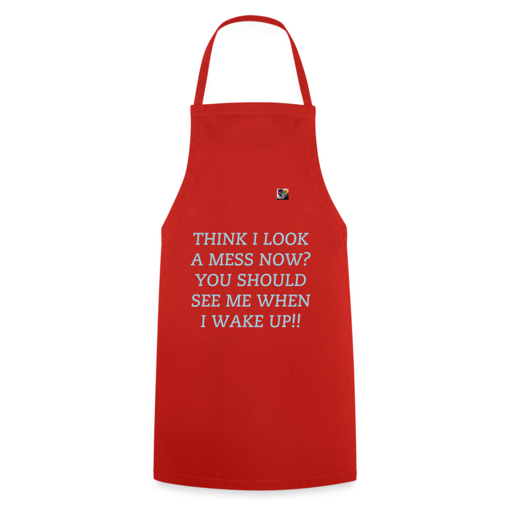 THINK I LOOK A MESS NOW?? ADULT APRON - red