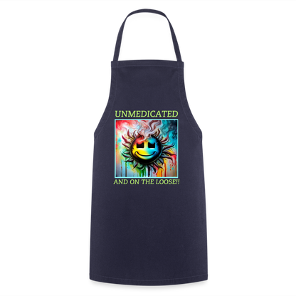 UNMEDICATED AND ON THE LOOSE!! ADULT APRON - navy