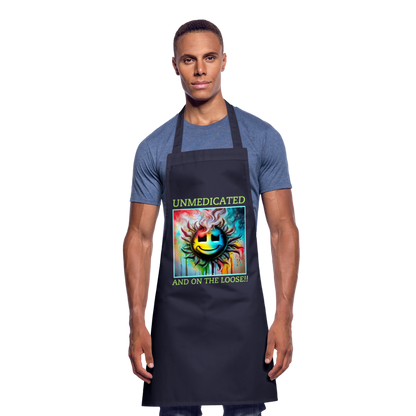 UNMEDICATED AND ON THE LOOSE!! ADULT APRON - navy