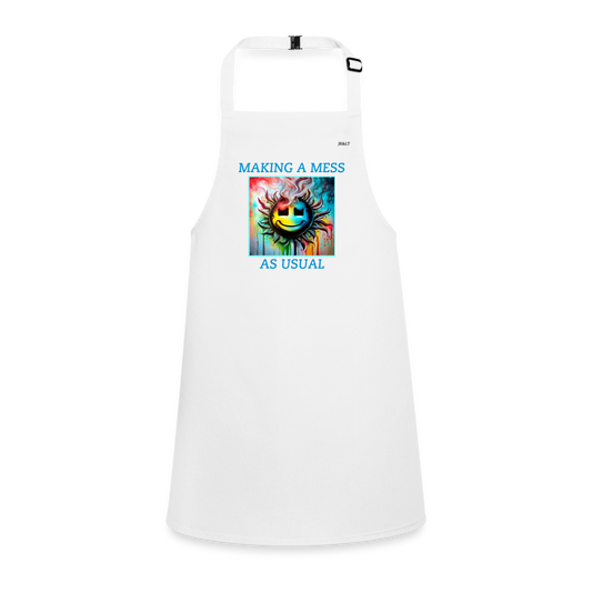 MAKING A MESS AS USUAL - CHILDREN'S APRON - white