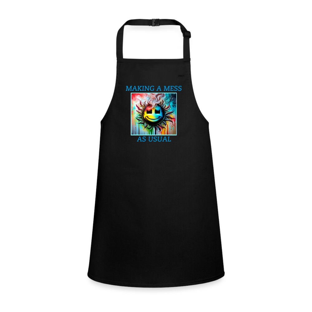 MAKING A MESS AS USUAL - CHILDREN'S APRON - black