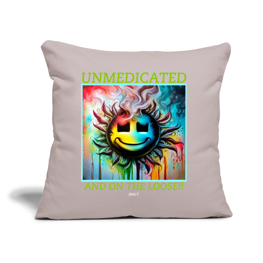 UNMEDICATED AND ON THE LOOSE!! CUSHION WITH FILLING 45cm x 45cm - light taupe