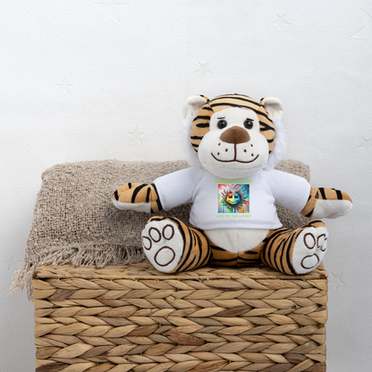 UNMEDICATED AND ON THE LOOSE!! PLUSH TIGER - white