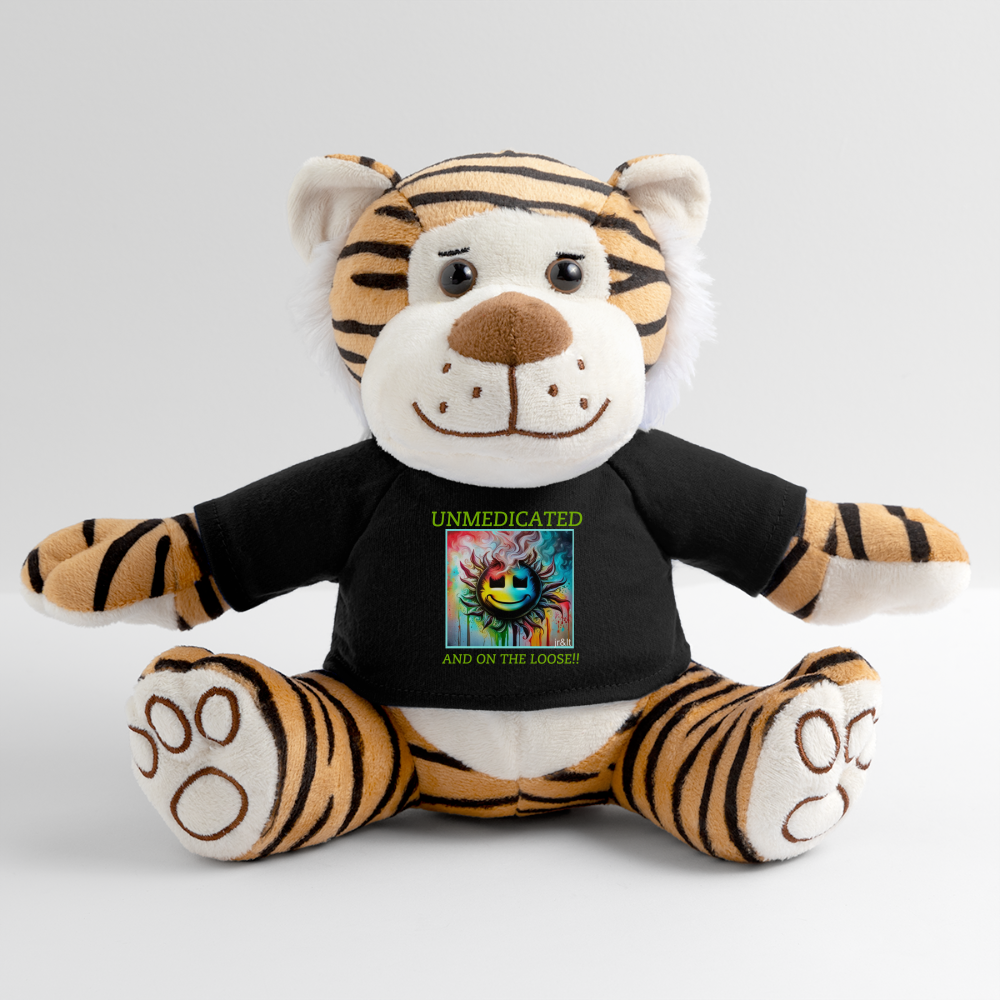 UNMEDICATED AND ON THE LOOSE!! PLUSH TIGER - black