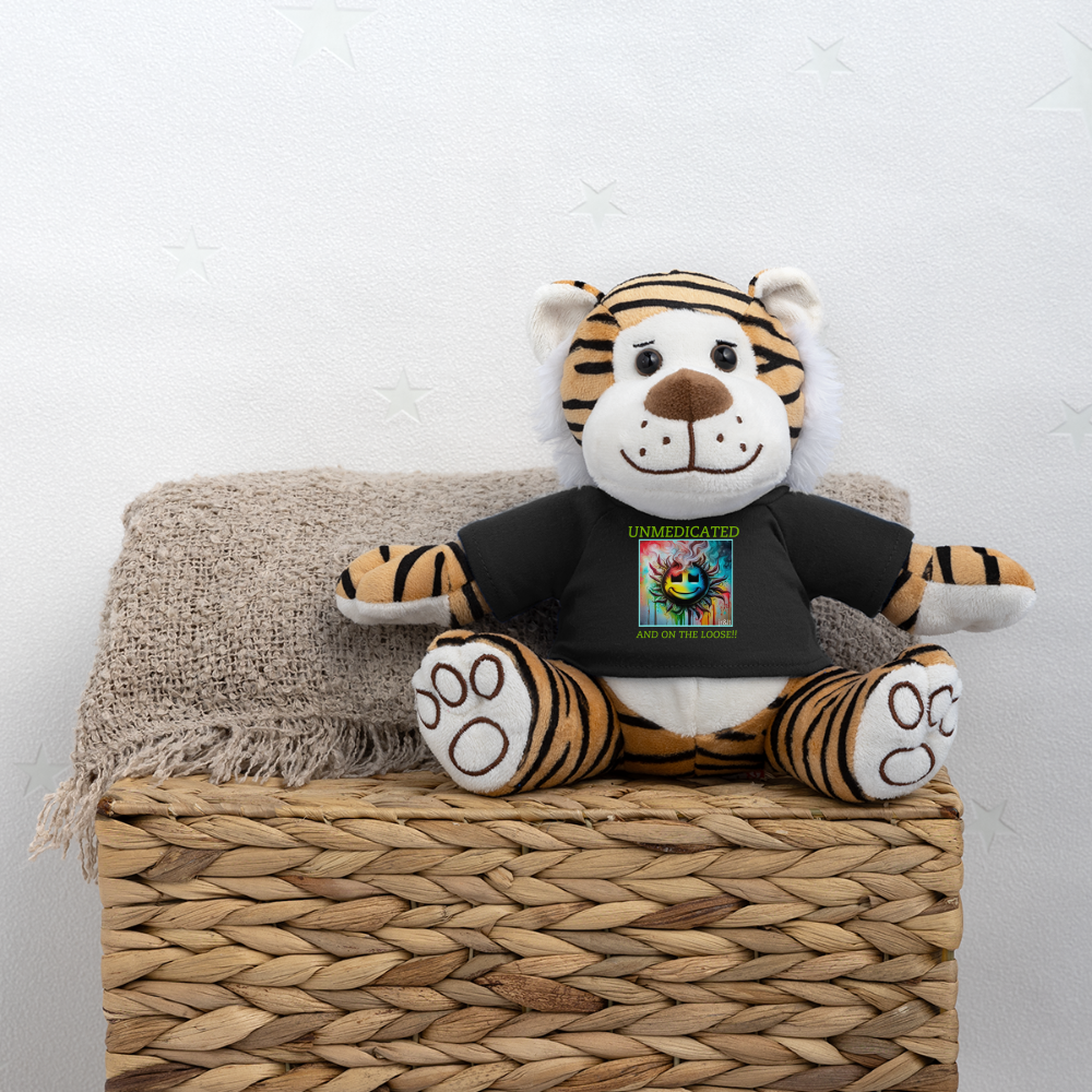 UNMEDICATED AND ON THE LOOSE!! PLUSH TIGER - black