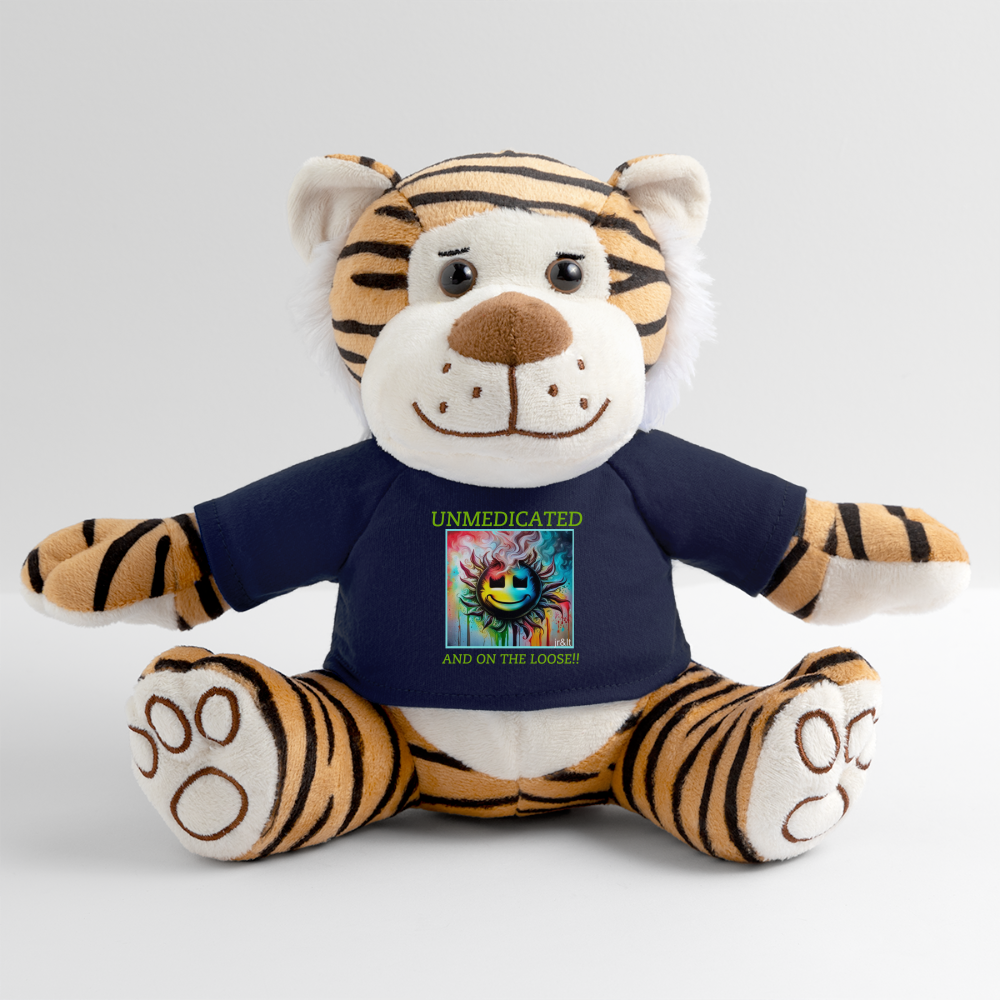 UNMEDICATED AND ON THE LOOSE!! PLUSH TIGER - navy