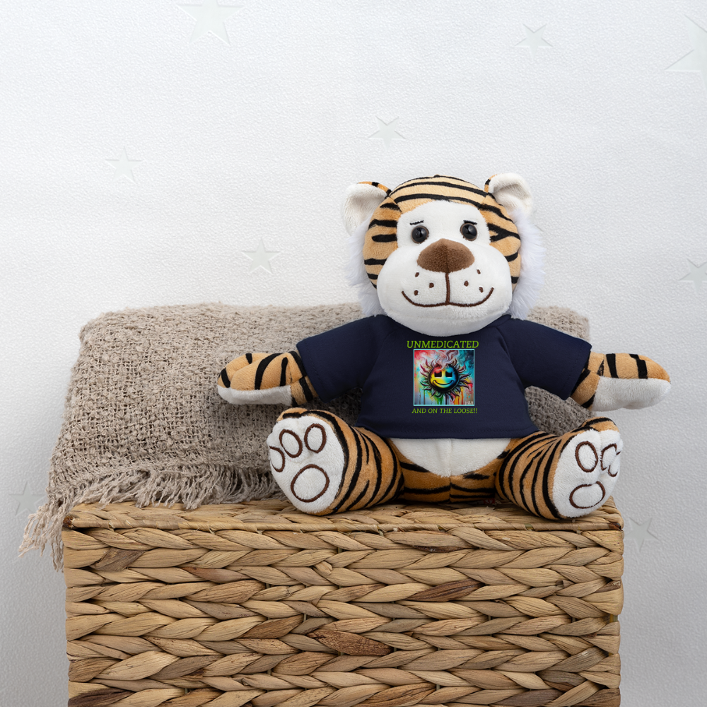 UNMEDICATED AND ON THE LOOSE!! PLUSH TIGER - navy