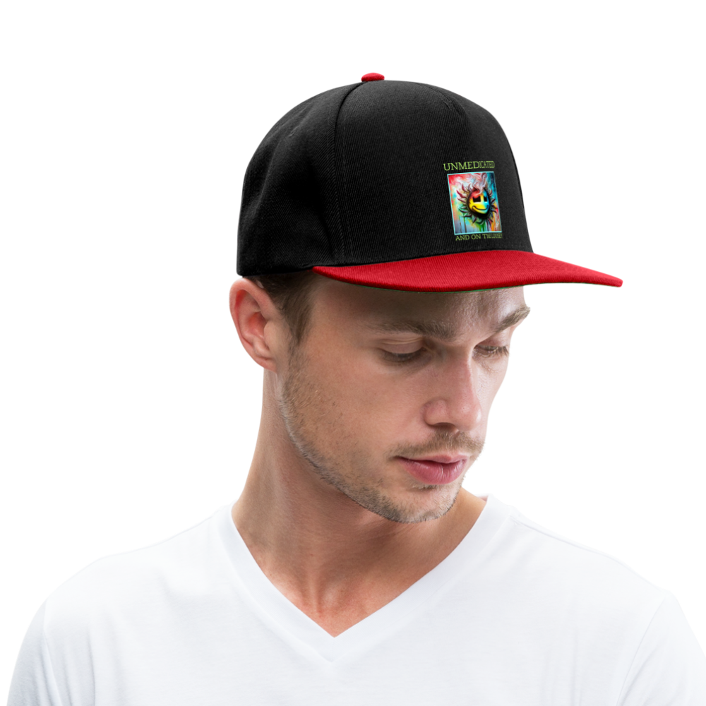 UNMEDICATED AND ON THE LOOSE!! SNAPBACK CAP - black/red