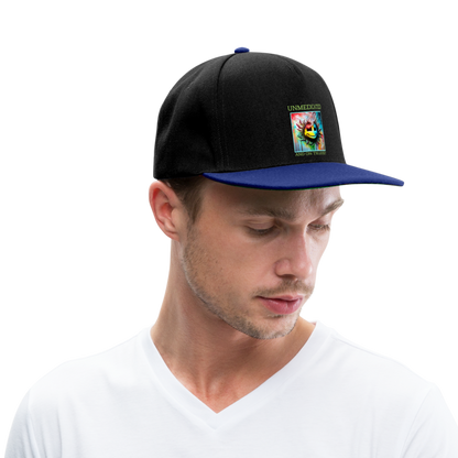 UNMEDICATED AND ON THE LOOSE!! SNAPBACK CAP - black/bright royal