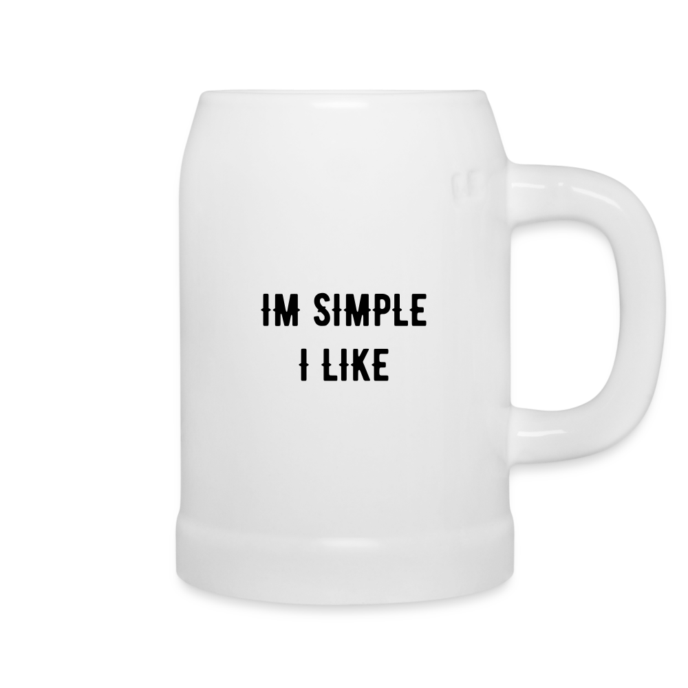 I'M SIMPLE, I LIKE BEER AND BOOB'S!! BEER MUG - white