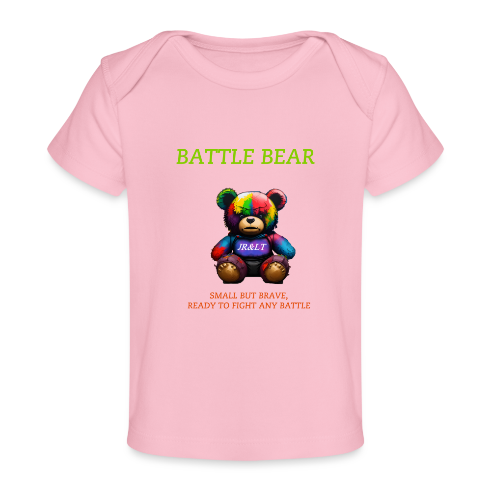 BATTLE BEAR!! BABY T-SHIRT - light pink