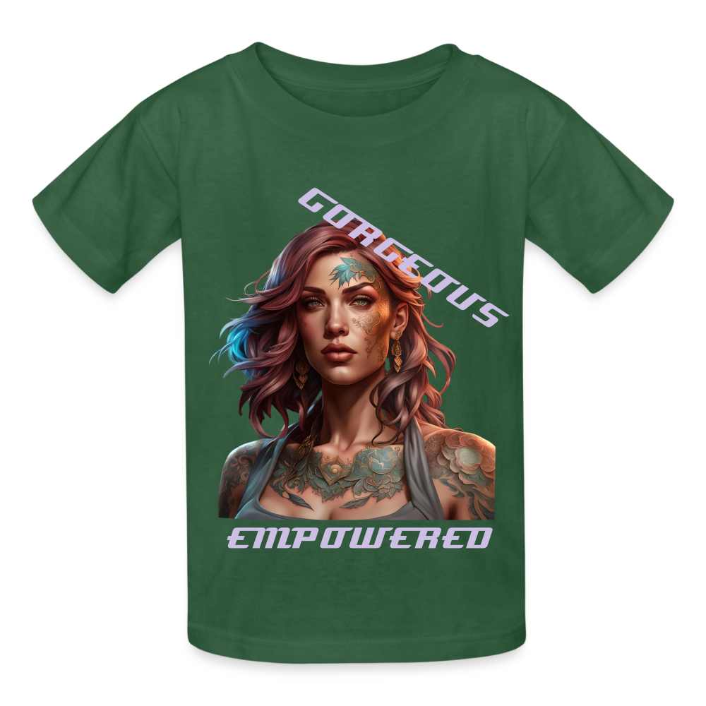 GORGEOUS & EMPOWERED CHILDREN'S T-SHIRT - bottle green