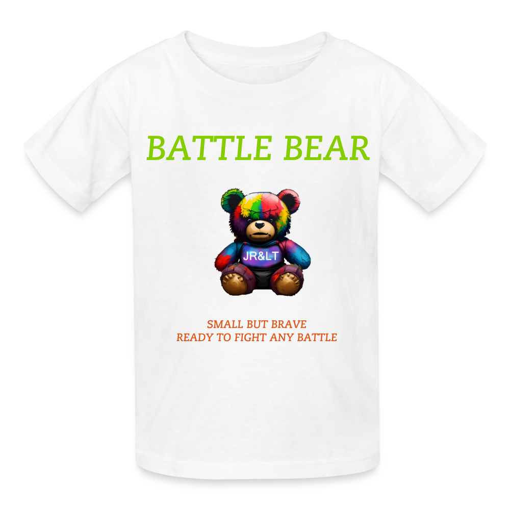 BATTLE BEAR!! CHILDREN'S T-SHIRT - white