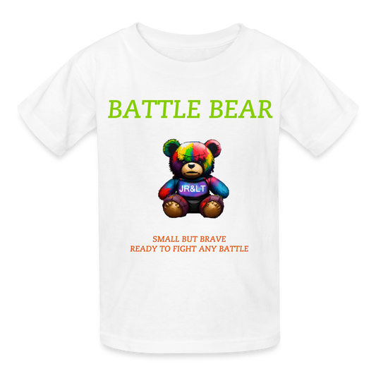 BATTLE BEAR!! CHILDREN'S T-SHIRT - white