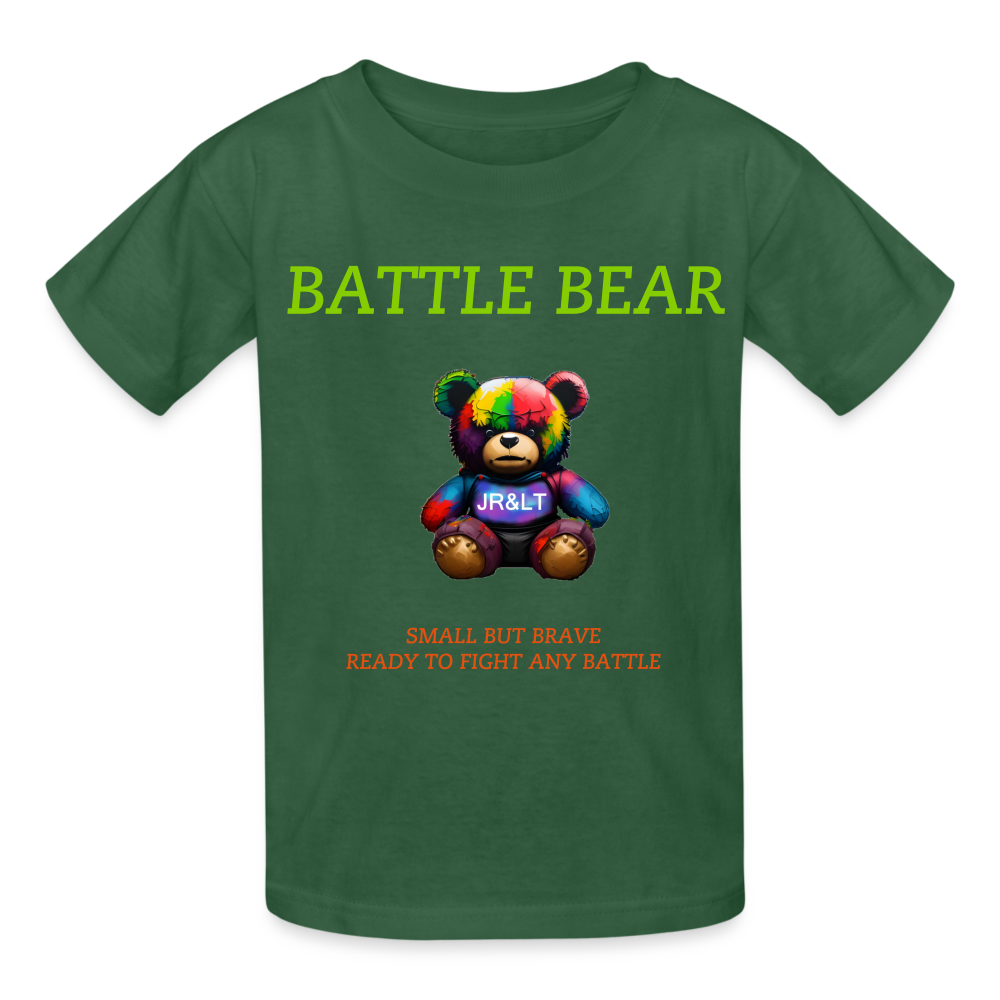 BATTLE BEAR!! CHILDREN'S T-SHIRT - bottle green