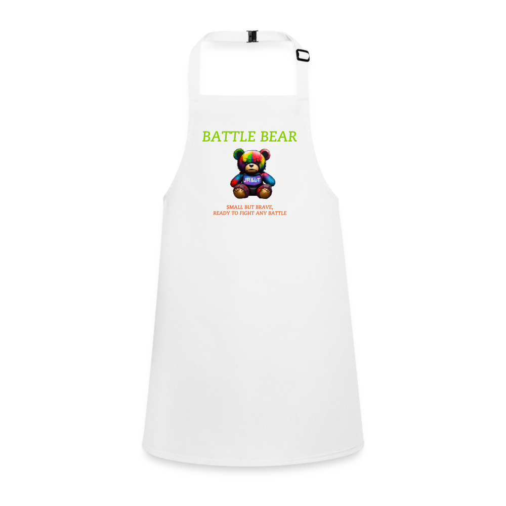 BATTLE BEAR!! CHILDRENS APRON - white