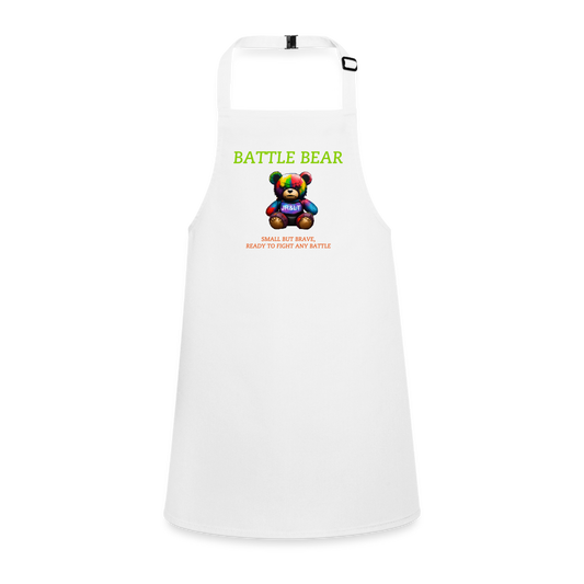 BATTLE BEAR!! CHILDRENS APRON - white