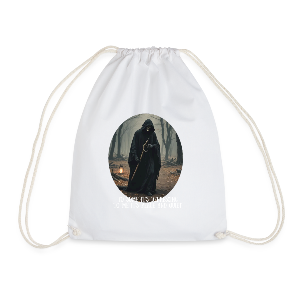 LONELY GRIM REAPER - DRAW STRING BAG - white