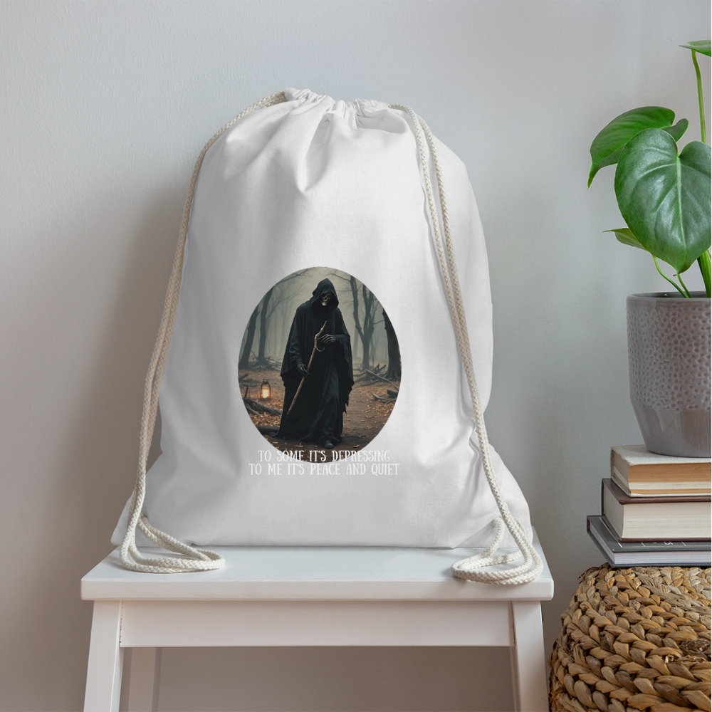 LONELY GRIM REAPER - DRAW STRING BAG - white