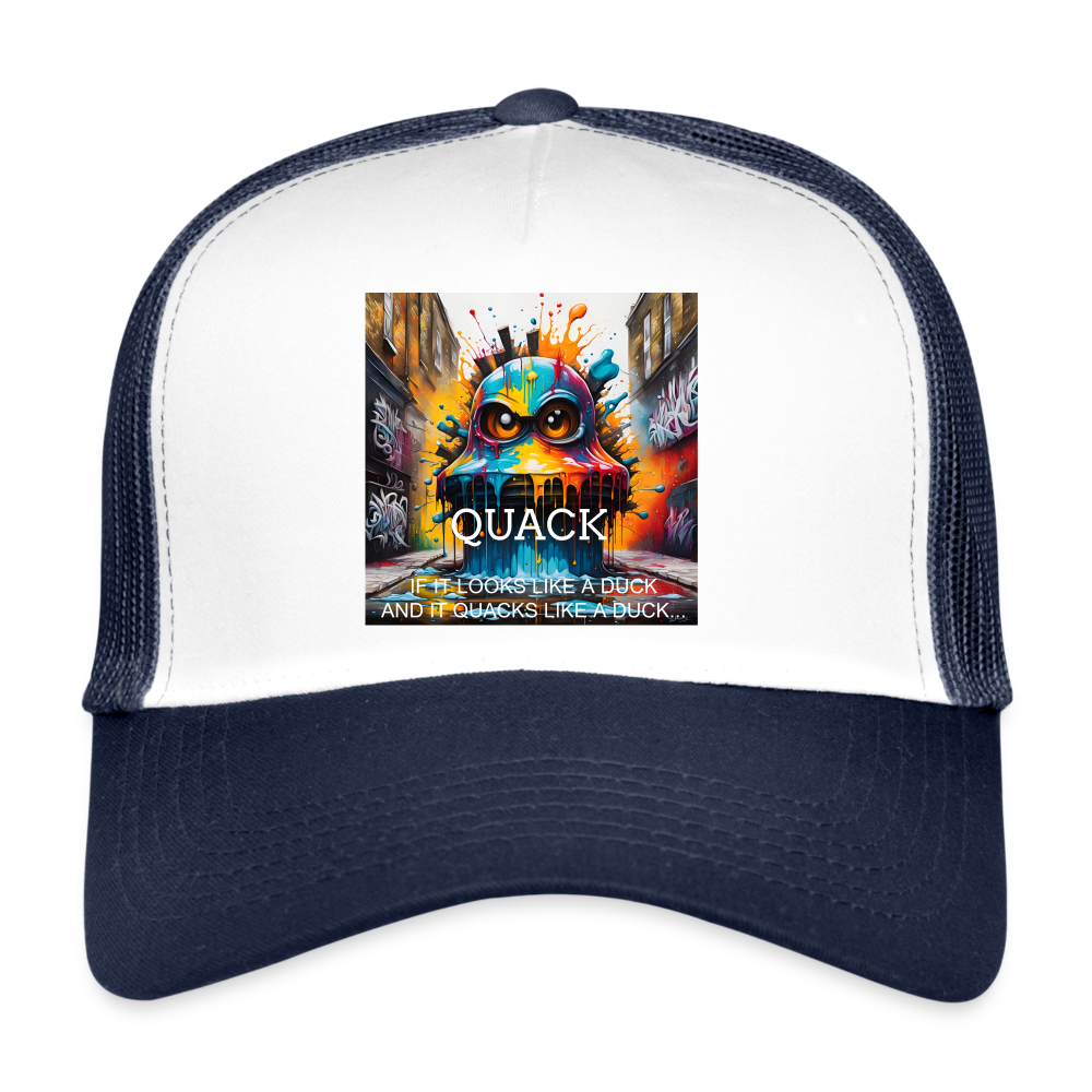 QUACK!! TRUCKER'S CAP - white/navy