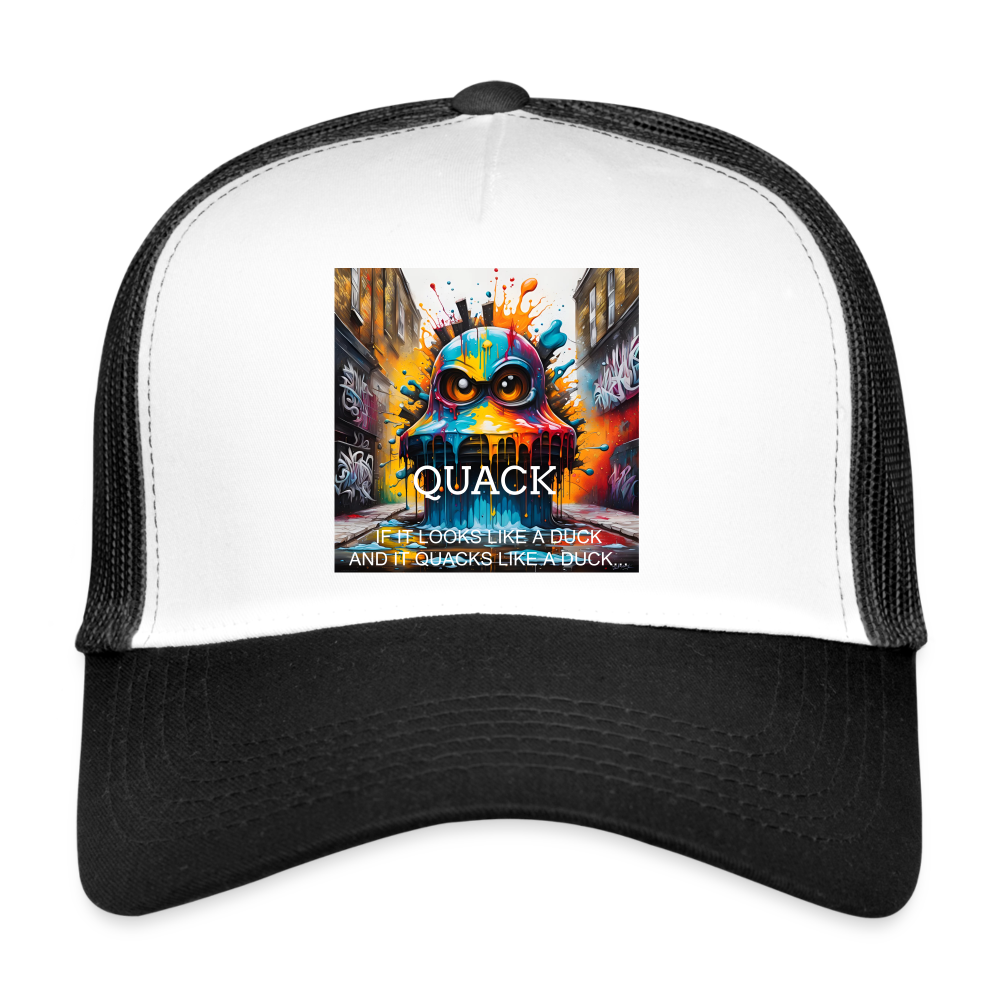 QUACK!! TRUCKER'S CAP - white/black