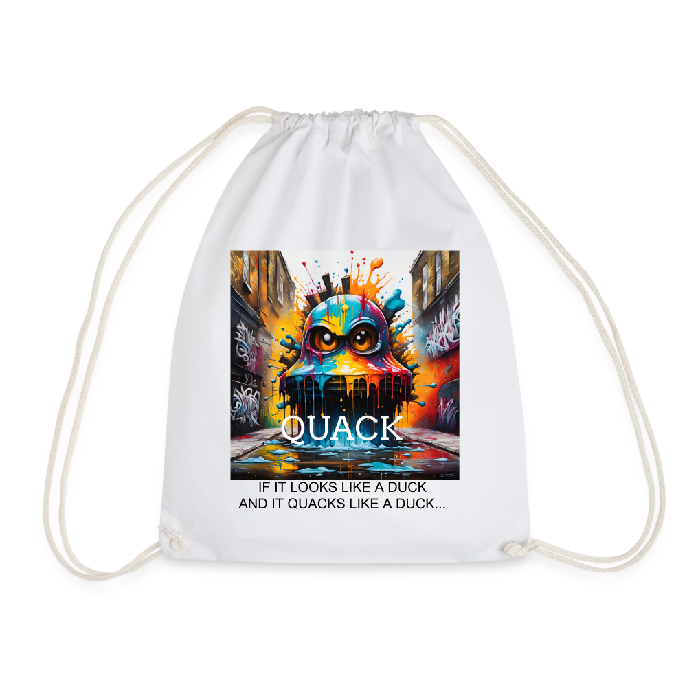 QUACK!! DRAWSTRING BAG - white