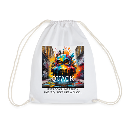 QUACK!! DRAWSTRING BAG - white