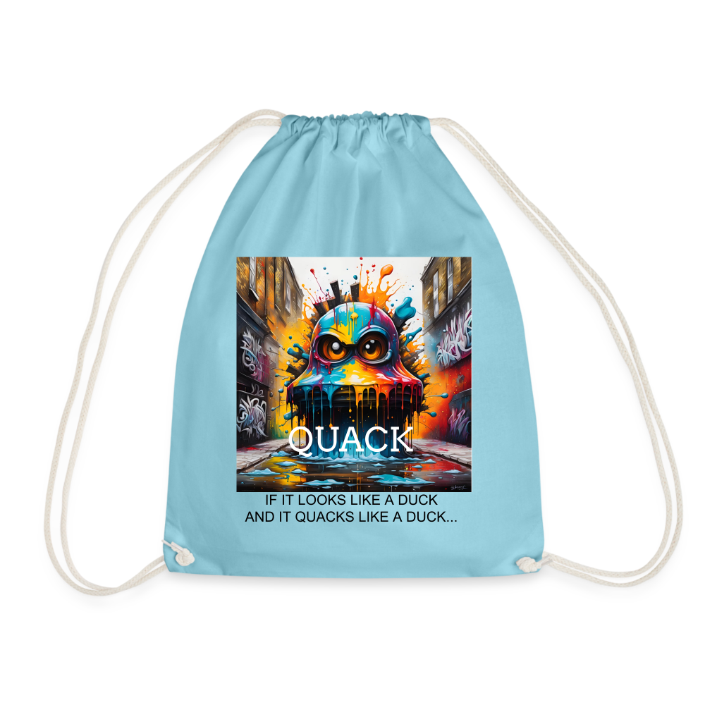 QUACK!! DRAWSTRING BAG - aqua