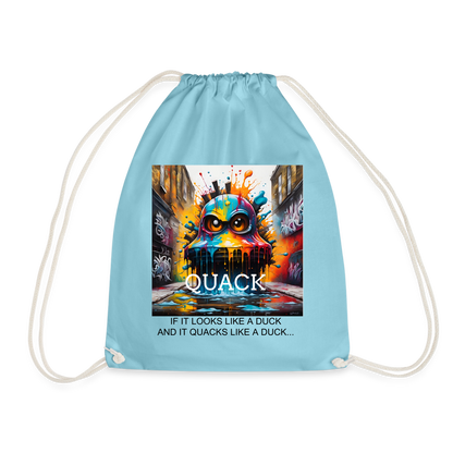 QUACK!! DRAWSTRING BAG - aqua