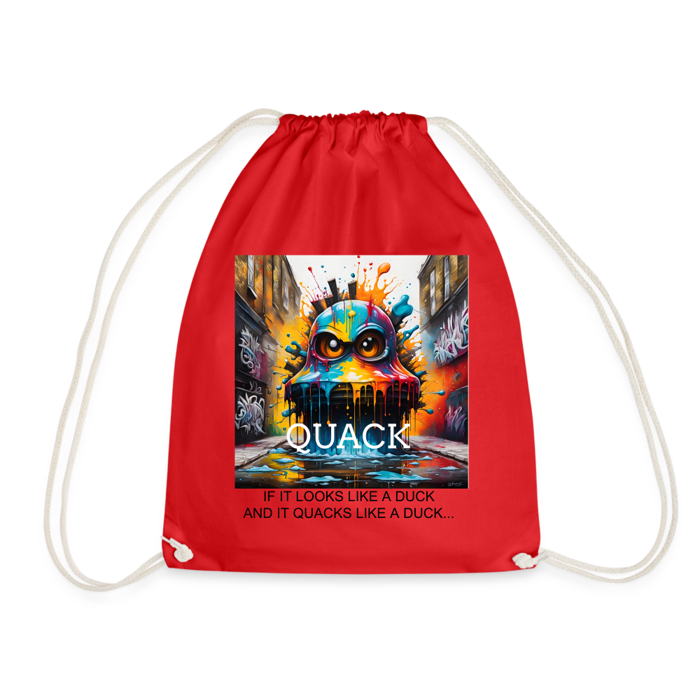 QUACK!! DRAWSTRING BAG - red