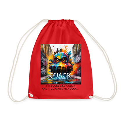 QUACK!! DRAWSTRING BAG - red