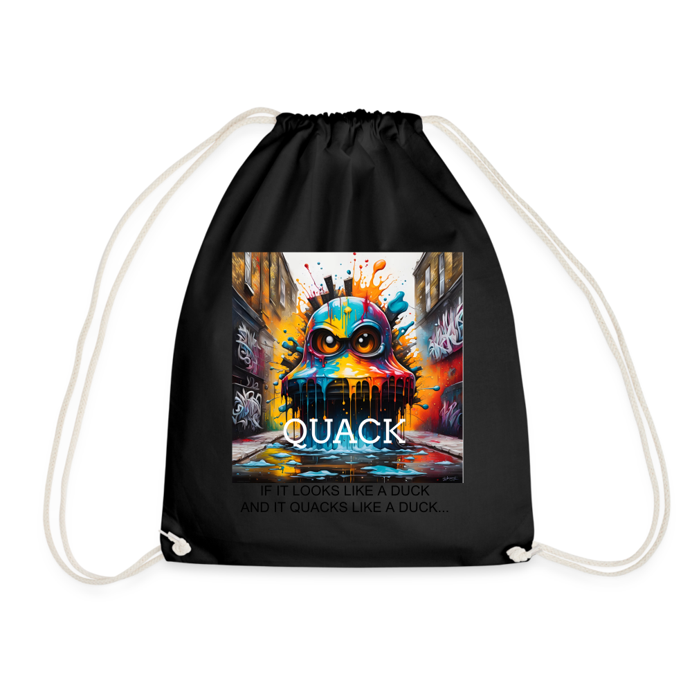 QUACK!! DRAWSTRING BAG - black