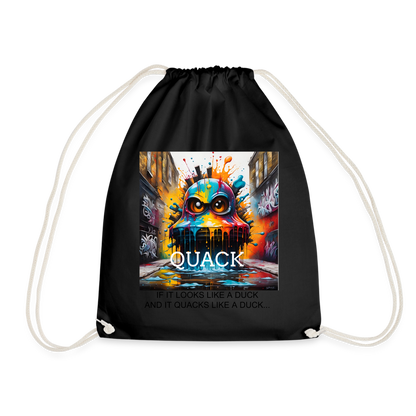 QUACK!! DRAWSTRING BAG - black