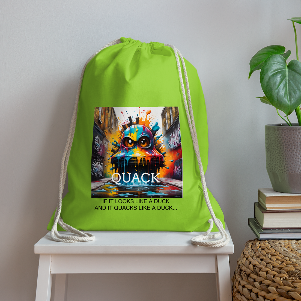 QUACK!! DRAWSTRING BAG - neon green