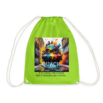 QUACK!! DRAWSTRING BAG - neon green