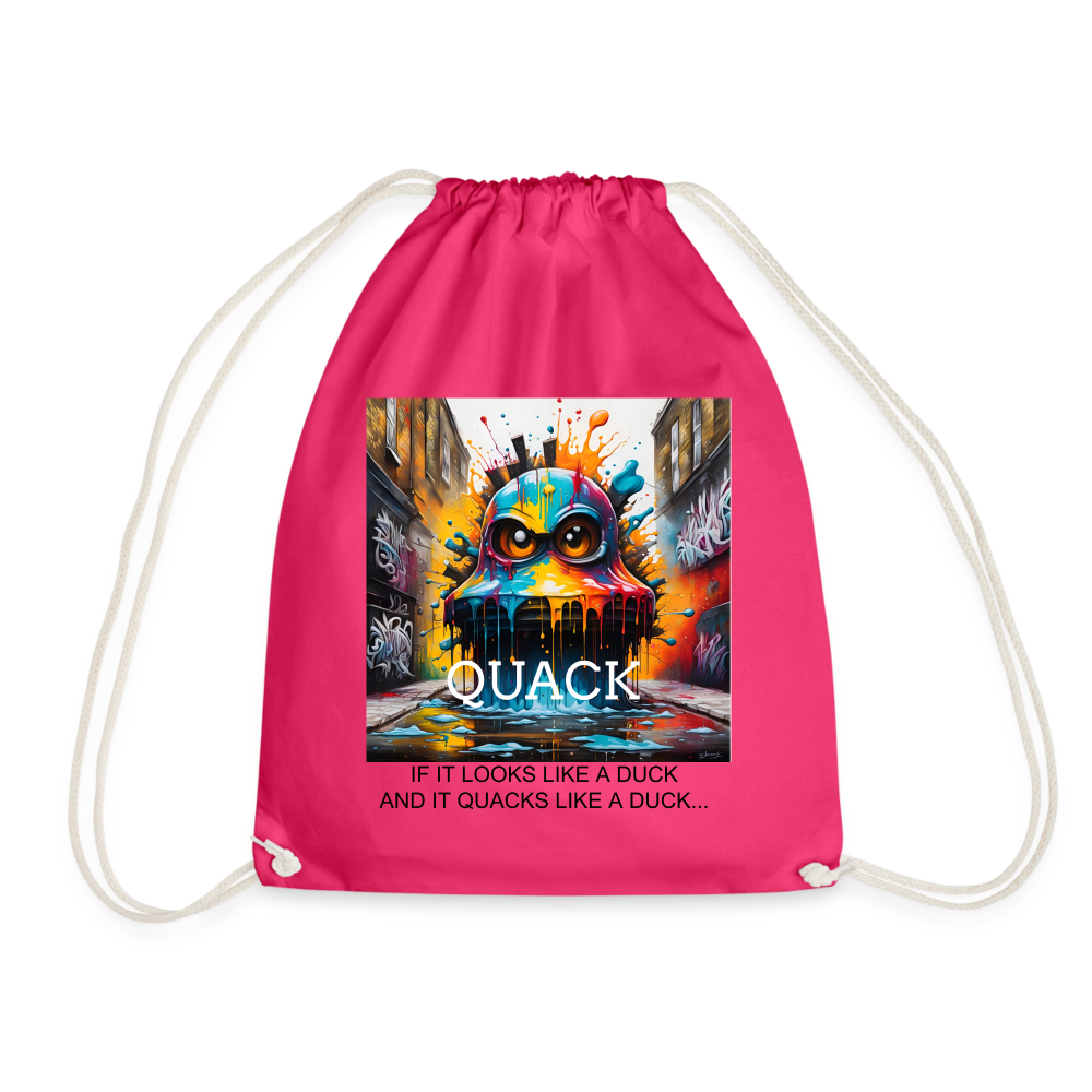 QUACK!! DRAWSTRING BAG - fuchsia