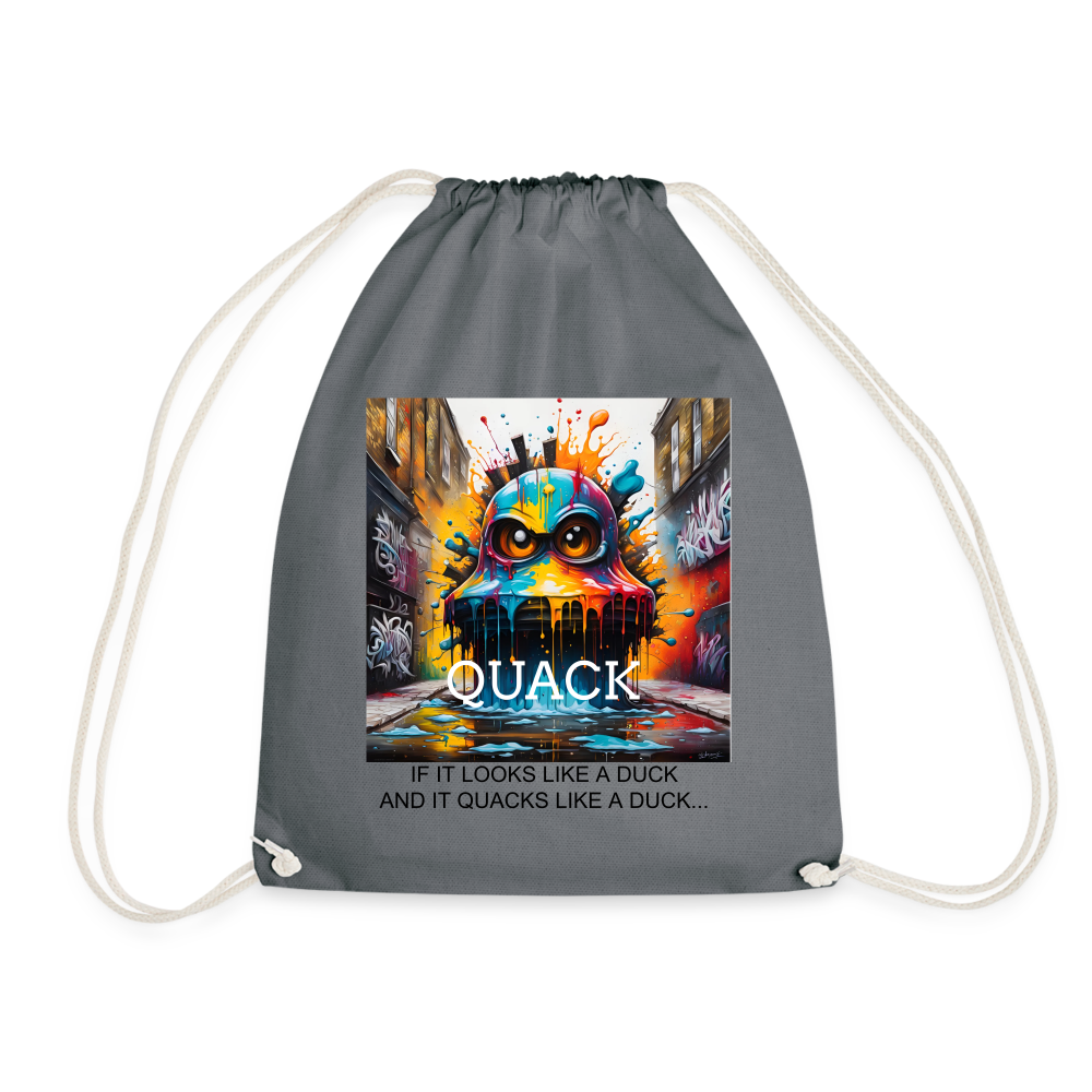 QUACK!! DRAWSTRING BAG - grey