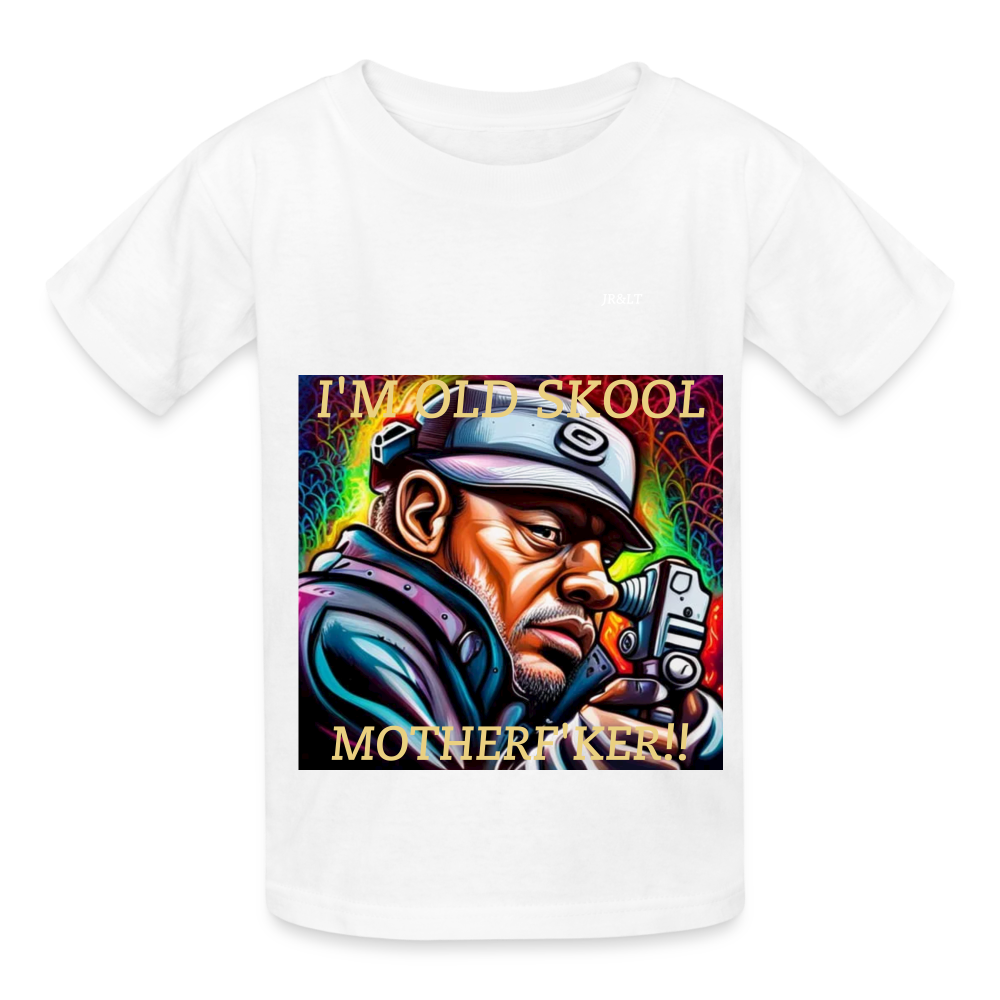 I'M OLD SkOOL MOTHERF'KER!! CHILDREN'S T-SHIRT - white