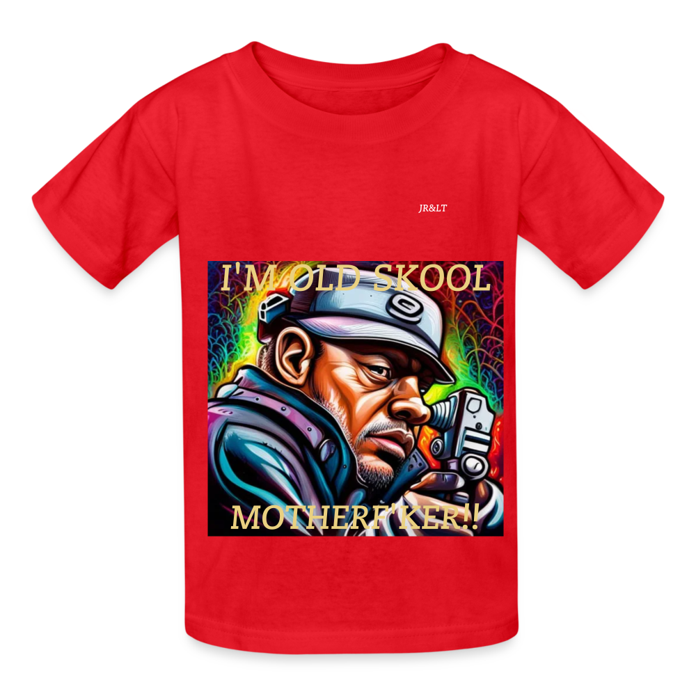 I'M OLD SkOOL MOTHERF'KER!! CHILDREN'S T-SHIRT - red