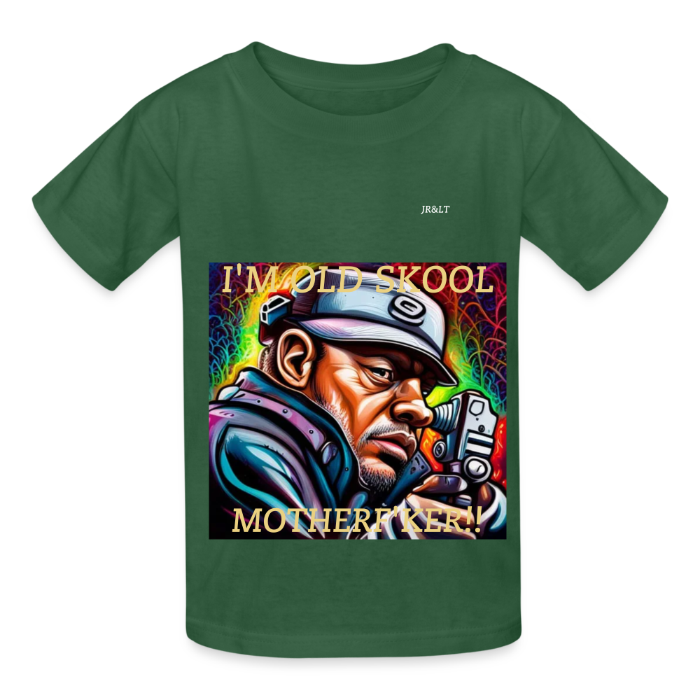 I'M OLD SkOOL MOTHERF'KER!! CHILDREN'S T-SHIRT - bottle green