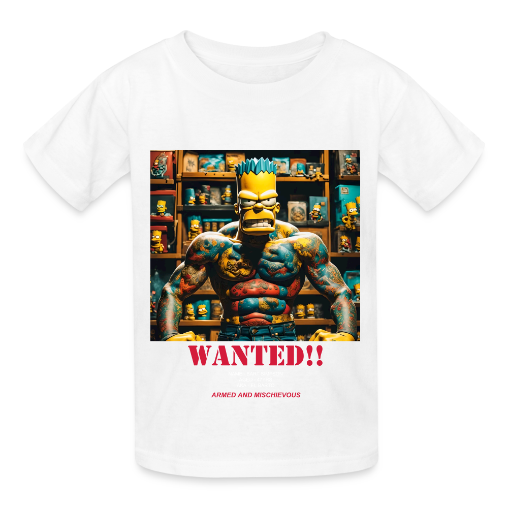 "WANTED" CHILDREN'S T-SHIRT - white