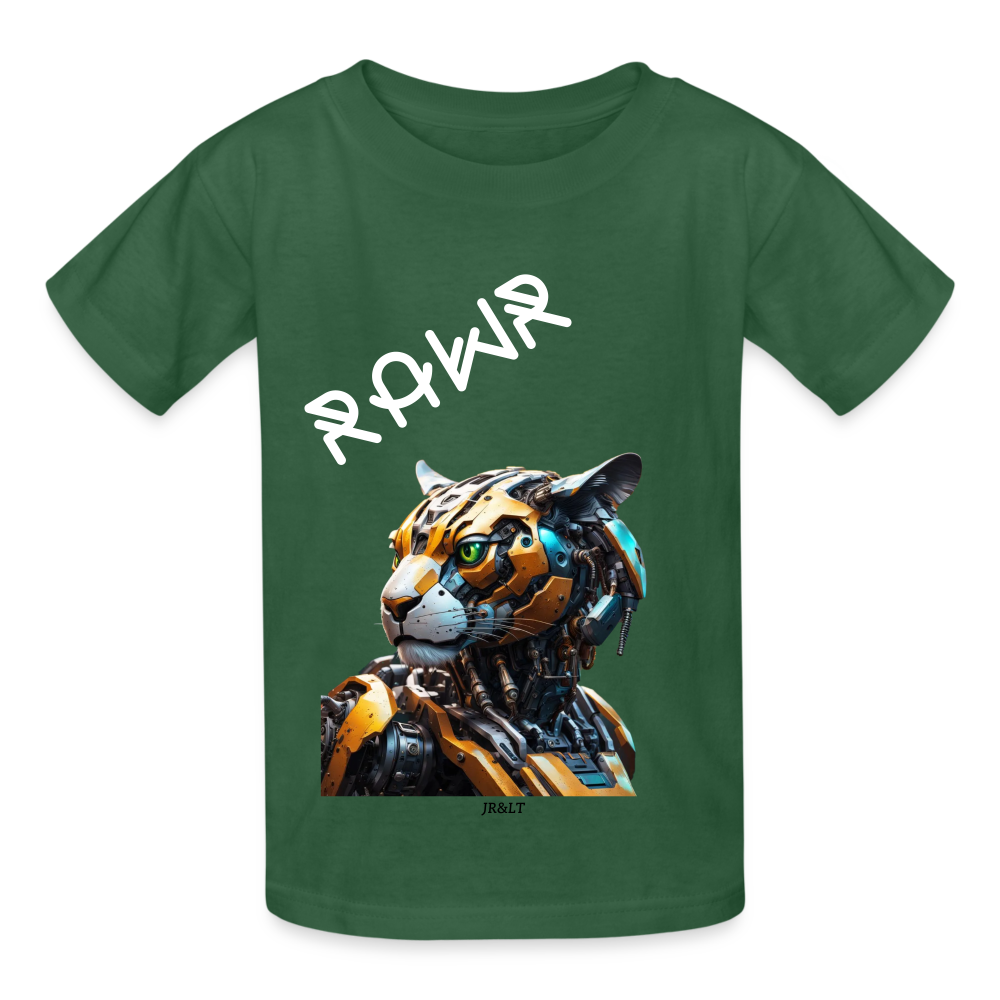 ( ROBO CAT) RAWR - KIDS T-SHIRT - bottle green