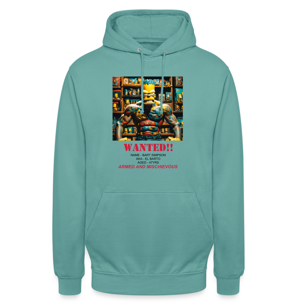 "WANTED" WOMEN'S HOODIE - pastel turquoise