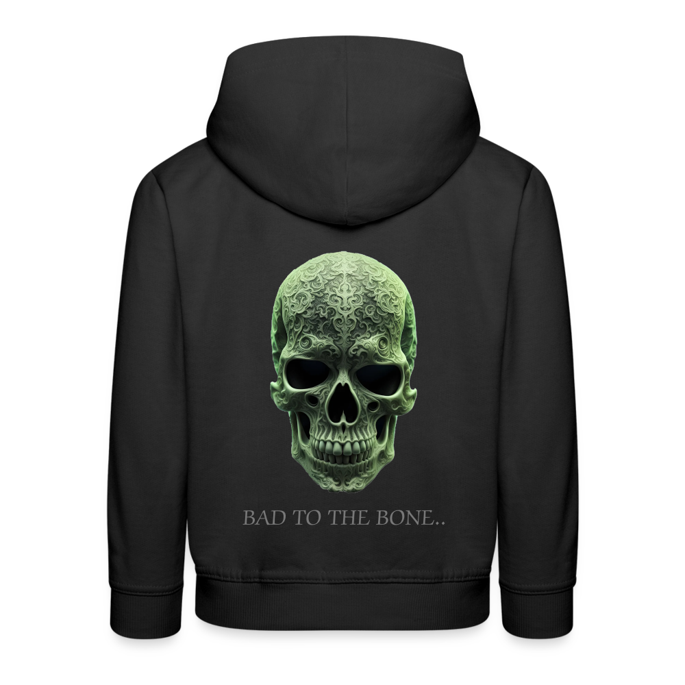 BAD TO THE BONE!! CHILDREN'S HOODIE - black