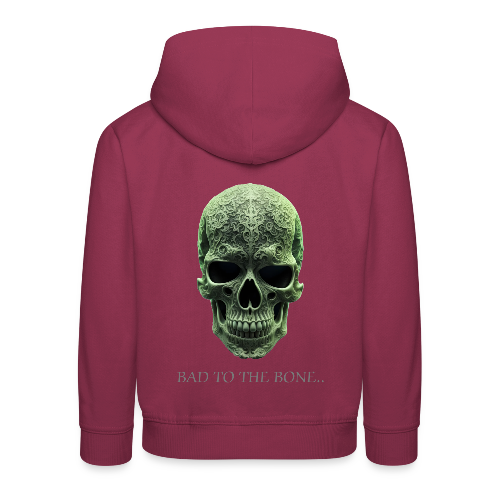 BAD TO THE BONE!! CHILDREN'S HOODIE - bordeaux