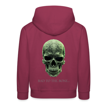 BAD TO THE BONE!! CHILDREN'S HOODIE - bordeaux