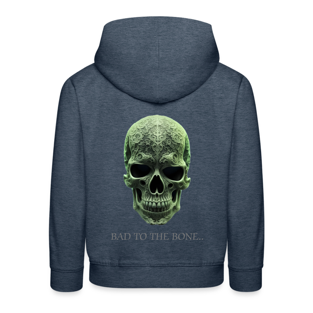 BAD TO THE BONE!! CHILDREN'S HOODIE - heather denim