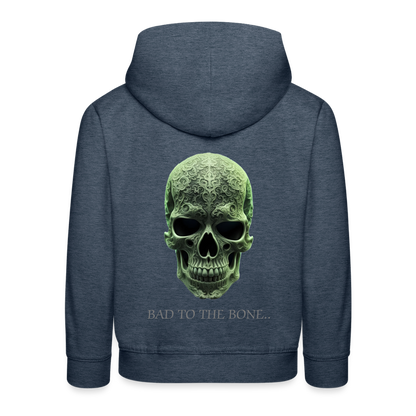 BAD TO THE BONE!! CHILDREN'S HOODIE - heather denim